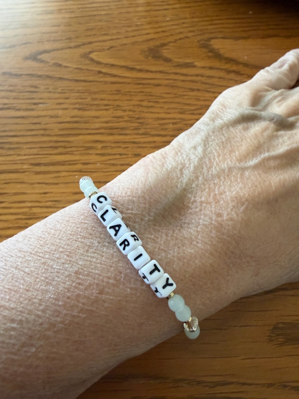 Clarity White Beaded Stretch Bracelet - Inspirational Word Jewelry